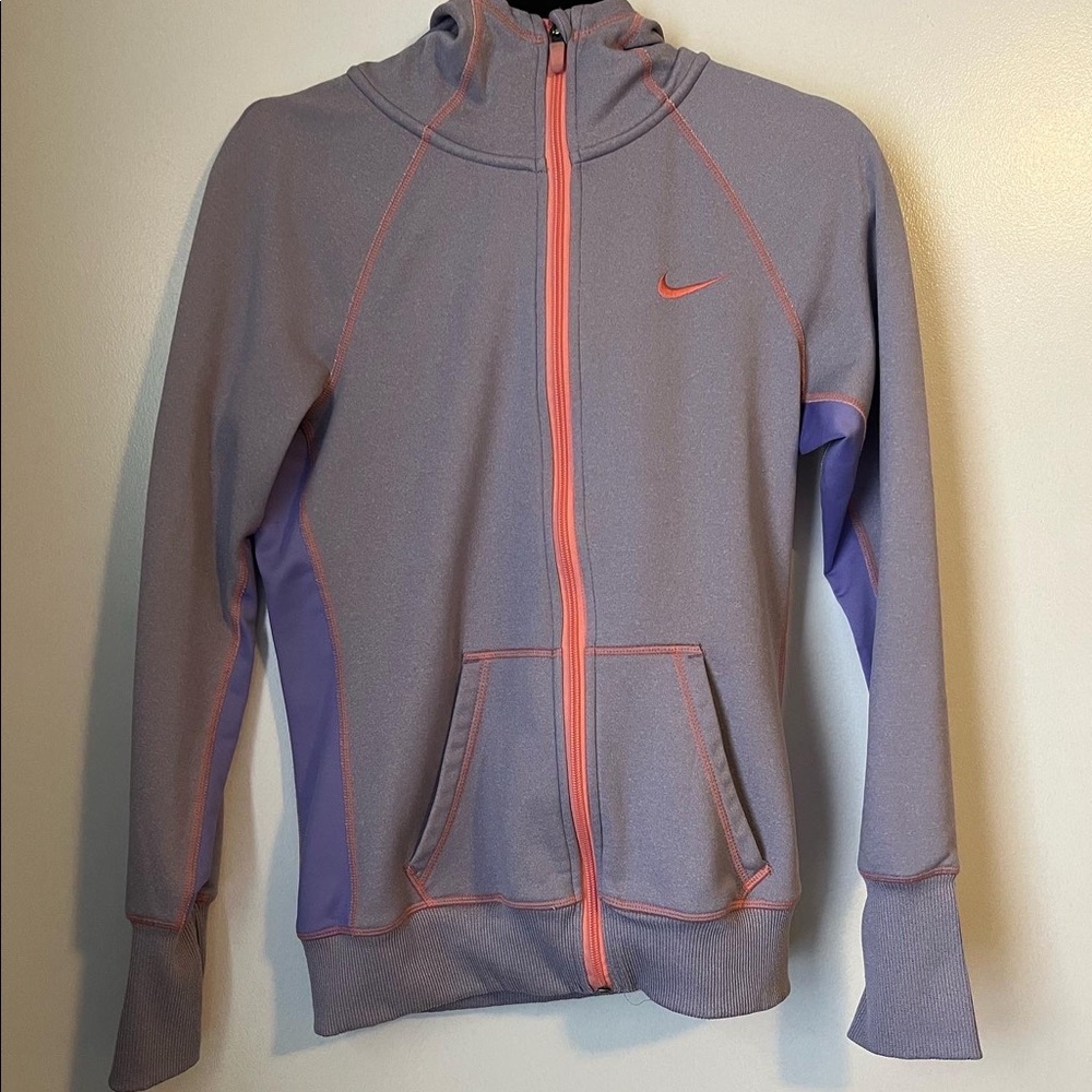 Nike pink/purple therma-fit zip up hoodie.